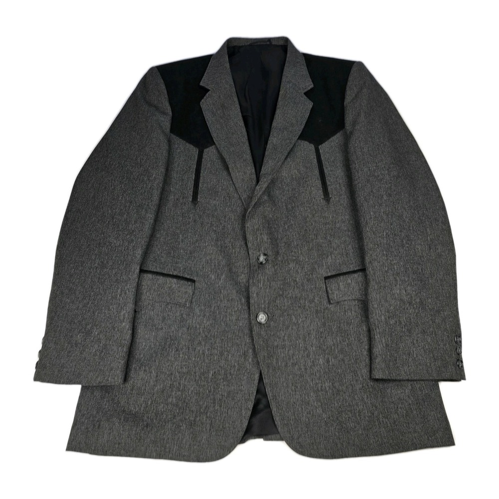 Circle S Western Blazer Mens 42L Gray Black Yoke Sport Coat Cowboy Suit Jacket